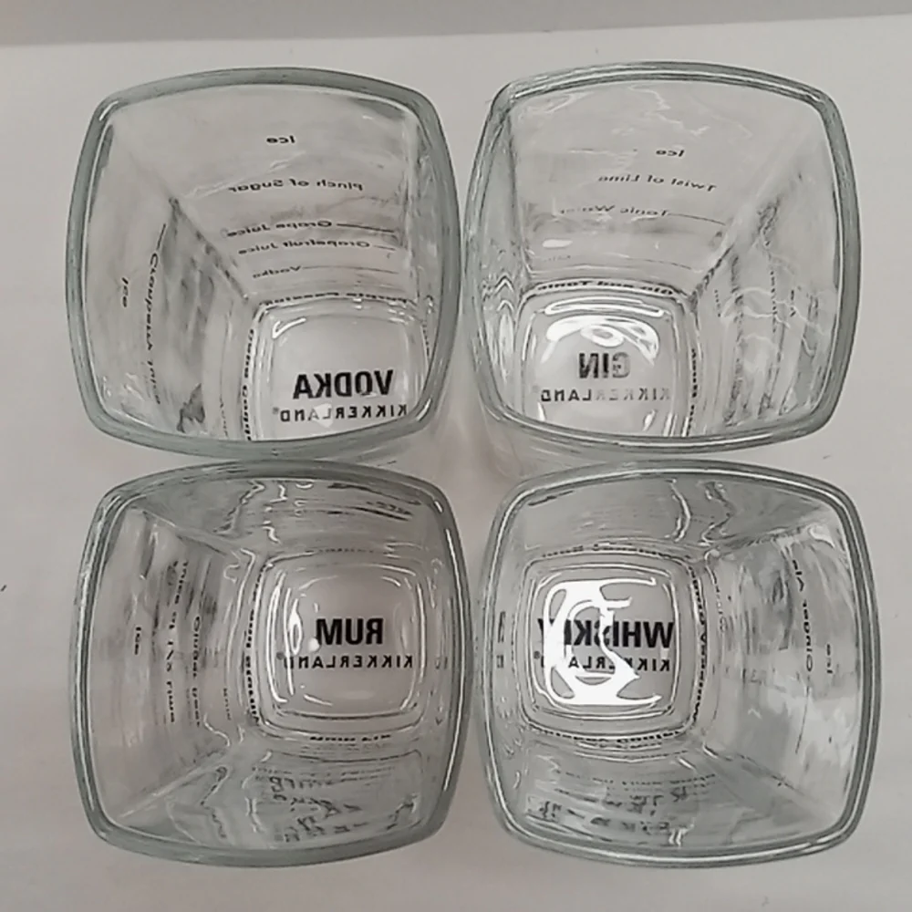 Kikkerland Set Of 4 Rum Vodka Gin Whiskey Barware Clear Glasses Mancave